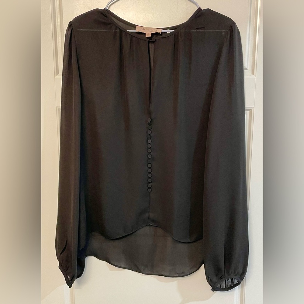 Philosophy Semi-Sheer Button-Front Blouse
